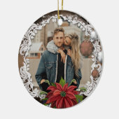 Poinsettia Bauble |  kerstfeestfoto Keramisch Ornament (Links)