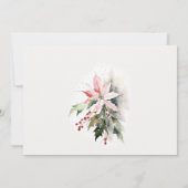 Poinsettia Berries Foliage Waterverf bruiloft Save The Date (Achterkant)