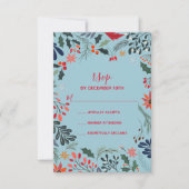 Poinsettia Berries Leaves Holiday Kerstmis RSVP Kaartje (Voorkant)