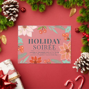 Poinsettia & Berry Holiday Soirée Party Clear Acryl Uitnodigingen