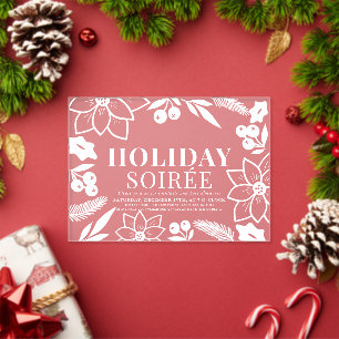 Poinsettia & Berry White Holiday Soirée Party Acryl Uitnodigingen
