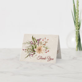 Poinsettia & Bessen Elegante bruiloft Bedankkaart