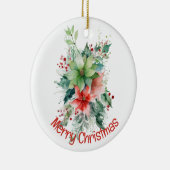 Poinsettia bessen en verlaat Kerstmis Keramisch Ornament (Rechts)