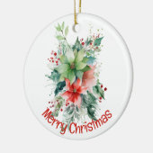 Poinsettia bessen en verlaat Kerstmis Keramisch Ornament (Links)