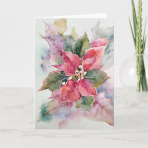 Poinsettia bij Waterverven Kaart
