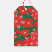 Poinsettia Bloem Kerstmis Cadeaulabel (Achterkant)