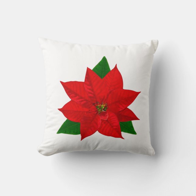 Poinsettia Bloem Kussen (Voorkant)