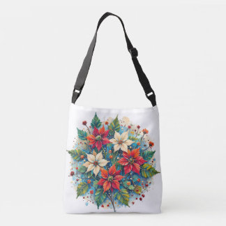 Poinsettia bloemen crossbody tassen