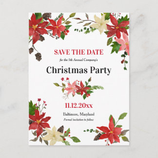 Poinsettia Bloemen Kerstfeest Bewaar de datum Aankondigingskaart