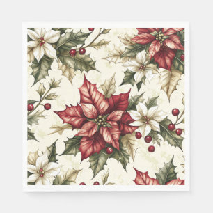 Poinsettia Bloemen Kerstpatroon (5) Servet