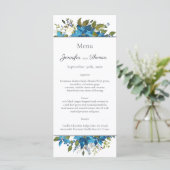 Poinsettia Bloemenbruiloft Menu | Turquoise blauw (Staand voorkant)