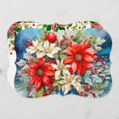 Poinsettia Boeket Voeg Handtekening & Groet toe Feestdagenkaart (Voorkant / Achterkant)