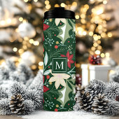 Poinsettia Botanical Floral-kerstmonogram Thermosbeker