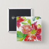 Poinsettia | Bright Neon Vierkante Button 5,1 Cm (Voorkant /achterkant)
