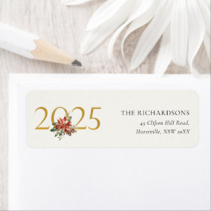 Poinsettia Bunch Folie Gold Year 2023 Adres Etiket