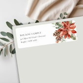 Poinsettia Bunch Merry Kerstpine Adres Etiket