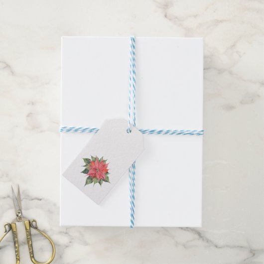 Poinsettia Cadeaulabel (Met Touw)