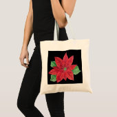 Poinsettia Canvas tas - zwart (Voorkant (product))