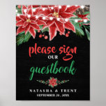 Poinsettia Chalkboard Noël Livre d'or Mariage<br><div class="desc">Poinsettia Chalkboard Noël Livre d'or Mariage</div>