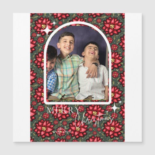 Poinsettia Christmas Card – Personalized (Voorkant)