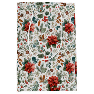 Poinsettia Christmas Gift Bag Medium Cadeauzakje