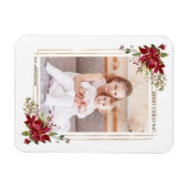 Poinsettia Christmas Holiday Photo Magnet (Horizontal)