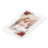 Poinsettia Christmas Holiday Photo Magnet (Côté Gauche)