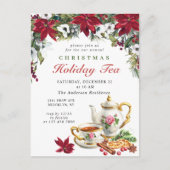 Poinsettia Christmas Holiday Tea Invitation Card (Devant)