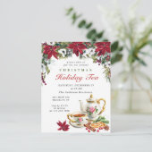 Poinsettia Christmas Holiday Tea Invitation Card (Debout devant)