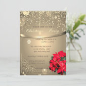 Poinsettia, Confetti Company kerst Party Kaart (Staand voorkant)