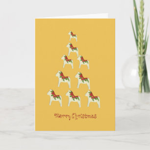 Poinsettia Dala Horse Kaart voor kerstmis