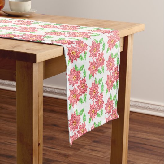Poinsettia Decorated Table Runner Korte Tafelloper (Voorbeeld)
