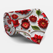 Poinsettia en bladeren stropdas (Opgerold)