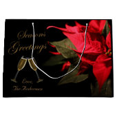 Poinsettia en Champagne Elegant Personalized Groot Cadeauzakje (Voorkant)