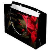 Poinsettia en Champagne Elegant Personalized Groot Cadeauzakje (Achterkant Gekanteld)