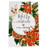 Poinsettia en Citrus Gold-kerst Medium Cadeauzakje (Achterkant)