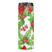 Poinsettia en holbessen waterverf kerst thermosbeker (Achterkant)