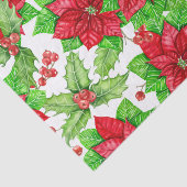 Poinsettia en holbessen waterverf kerst tissuepapier (Detail)