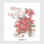 Poinsettia en holly sticker (Vel)