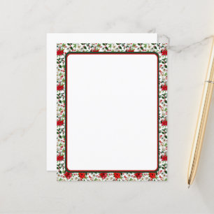 Poinsettia en hulst kerststationery