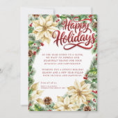 Poinsettia en Pine Corporate Holiday Kaart (Voorkant)