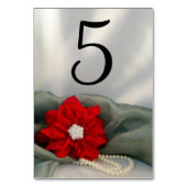 Poinsettia et perles Numéros de table de mariage h (Dos)