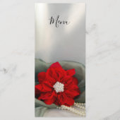 Poinsettia et perles sur Green Winter Wedding Menu (Devant)