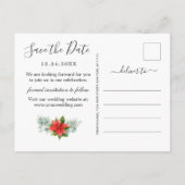 Poinsettia Eucalyptus Pine Bruiloft Save the Date Aankondigingskaart (Achterkant)