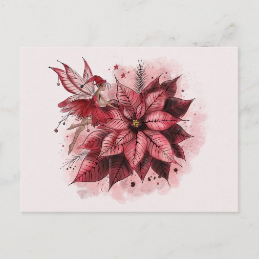 Poinsettia Fairy Briefkaart (Voorkant)