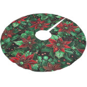 Poinsettia felgekleurd kerstboom rok (Gekanteld)