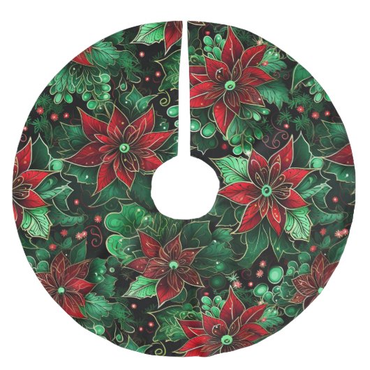 Poinsettia felgekleurd kerstboom rok (Voorkant)