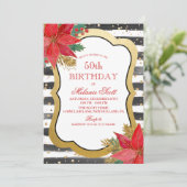 Poinsettia Fête Anniversaire Invitation (Debout devant)