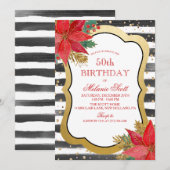 Poinsettia Fête Anniversaire Invitation (Devant / Derrière)