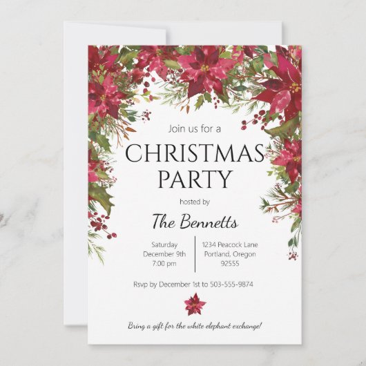 Poinsettia Fête Invitation (Devant)